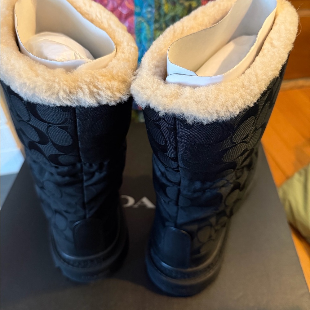 Coach Black and Cream Winter Boots - Picture 2 of 6